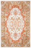 Trace 523 Traditional Hand Tufted 100% Wool Pile Rug Ivory / Red