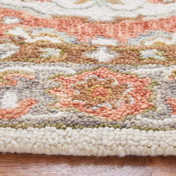 Trace 523 Traditional Hand Tufted 100% Wool Pile Rug Ivory / Red