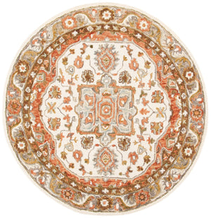 Trace 523 Traditional Hand Tufted 100% Wool Pile Rug Ivory / Red