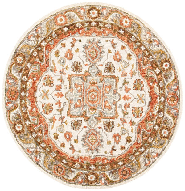 Trace 523 Traditional Hand Tufted 100% Wool Pile Rug Ivory / Red