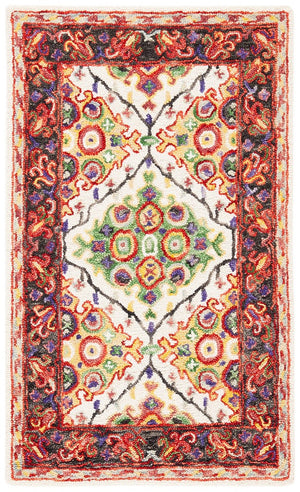 Trace 524 Transitional Hand Tufted 100% Wool Pile Rug Ivory / Red