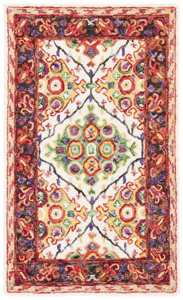 Trace 524 Transitional Hand Tufted 100% Wool Pile Rug Ivory / Red