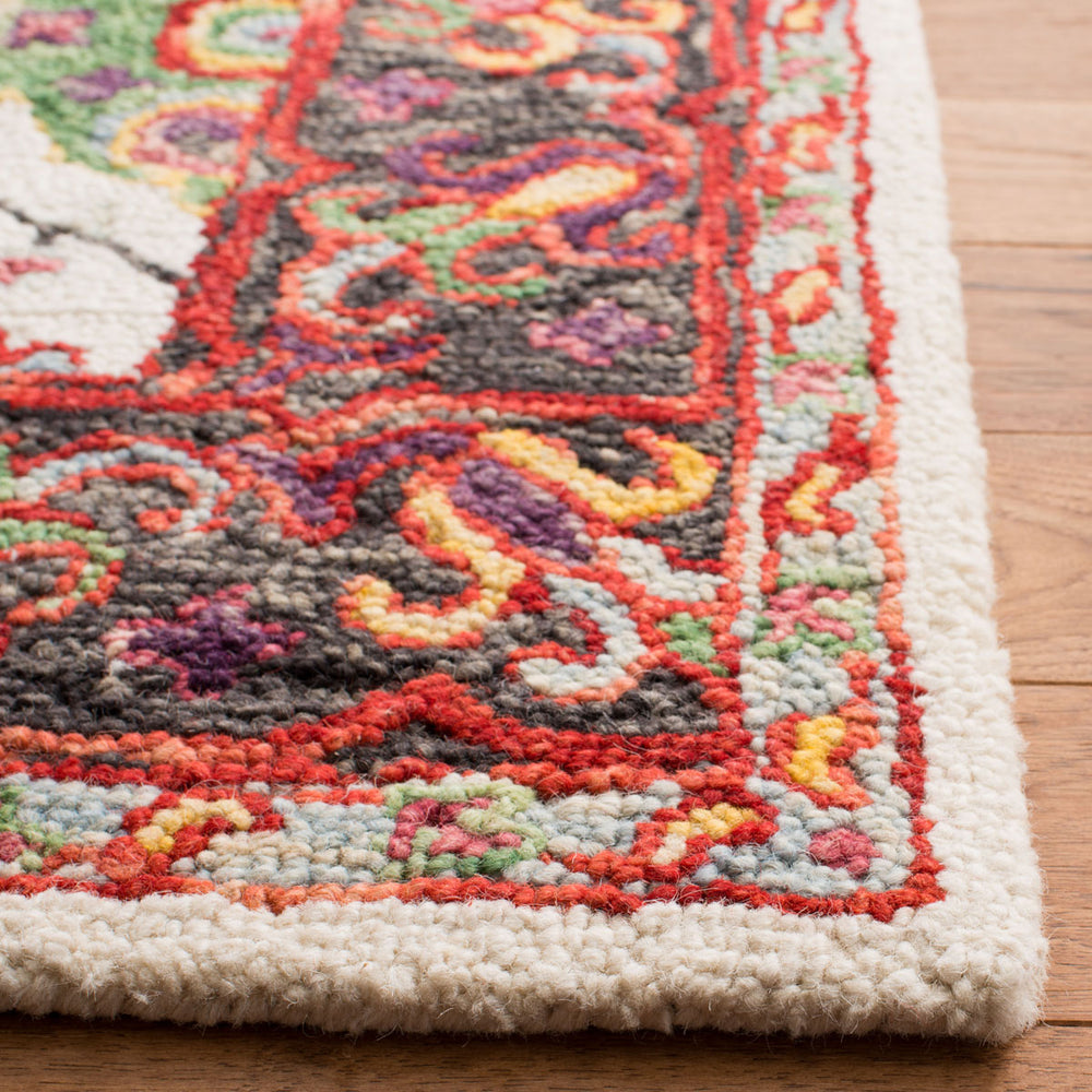 Trace 524 Transitional Hand Tufted 100% Wool Pile Rug Ivory / Red