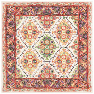 Trace 524 Transitional Hand Tufted 100% Wool Pile Rug Ivory / Red