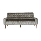 Hertford Tufted Velvet Sofa with Gold Tipped Tapered Legs, Gray and Gold Finish Noble House