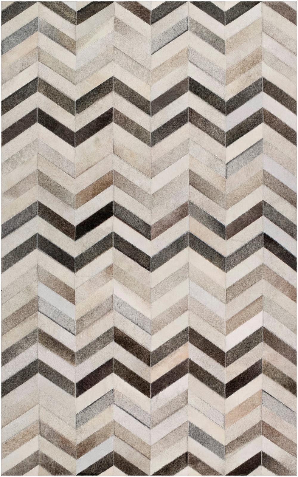 Trail TRL-1129 Modern Hair On Hide Rug TRL1129-912 Ivory, Medium Gray, Charcoal, Taupe, Light Gray, Khaki, Dark Brown 100% Hair On Hide 9' x 12'