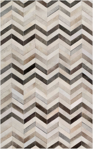 Trail TRL-1129 Modern Hair On Hide Rug TRL1129-912 Ivory, Medium Gray, Charcoal, Taupe, Light Gray, Khaki, Dark Brown 100% Hair On Hide 9' x 12'