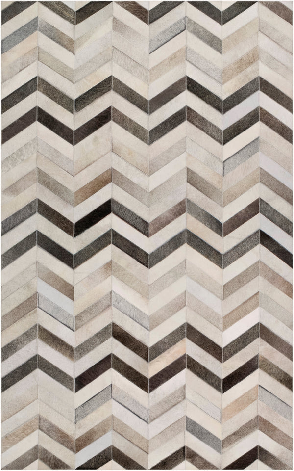 Trail TRL-1129 Modern Hair On Hide Rug TRL1129-912 Ivory, Medium Gray, Charcoal, Taupe, Light Gray, Khaki, Dark Brown 100% Hair On Hide 9' x 12'