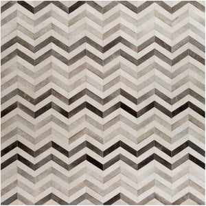 Trail TRL-1129 Modern Hair On Hide Rug TRL1129-8SQ Ivory, Medium Gray, Charcoal, Taupe, Light Gray, Khaki, Dark Brown 100% Hair On Hide 8' Square