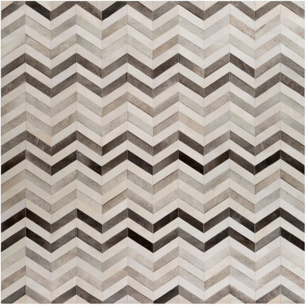 Trail TRL-1129 Modern Hair On Hide Rug TRL1129-8SQ Ivory, Medium Gray, Charcoal, Taupe, Light Gray, Khaki, Dark Brown 100% Hair On Hide 8' Square