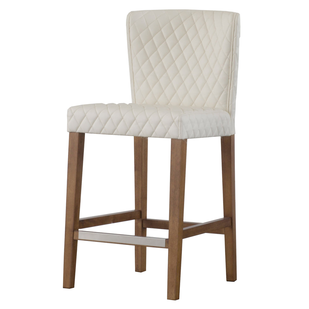 Albie Diamond Stitching Leatherette Counter Stool Danburry White