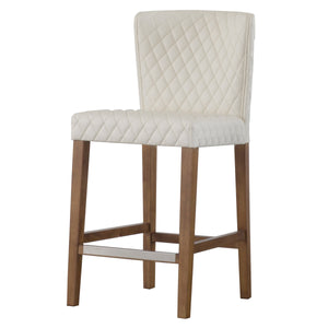 Albie Diamond Stitching Leatherette Counter Stool Danburry White