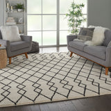 Nourison Geometric Shag GOS01 Moroccan Machine Made Power-loomed Indoor only Area Rug Ivory/Charcoal 8'10" x 12' 99446482242