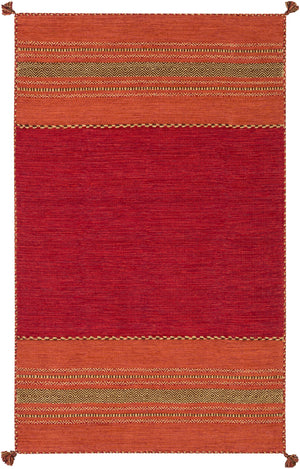 Trenza TRZ-3002 Global Cotton, Chenille-Cotton Rug TRZ3002-69 Dark Red, Burnt Orange, Mustard, Dark Brown 95% Cotton, 5% Chenille-Cotton 6' x 9'