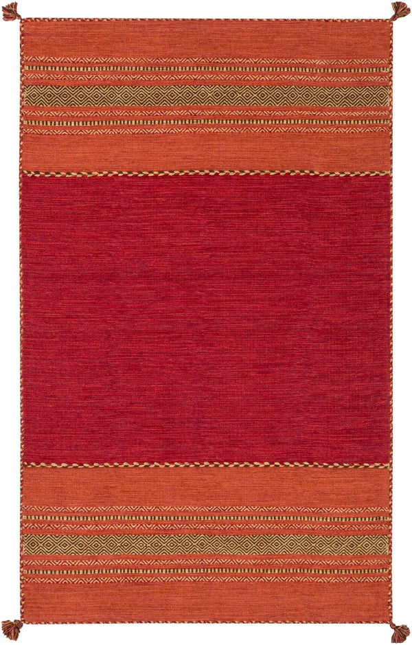 Trenza TRZ-3002 Global Cotton, Chenille-Cotton Rug TRZ3002-69 Dark Red, Burnt Orange, Mustard, Dark Brown 95% Cotton, 5% Chenille-Cotton 6' x 9'