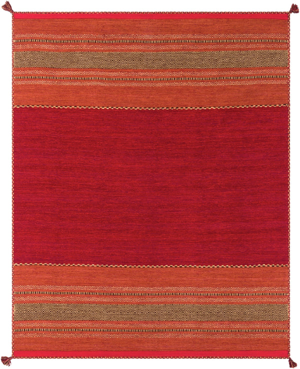Trenza TRZ-3002 Global Cotton, Chenille-Cotton Rug TRZ3002-810 Dark Red, Burnt Orange, Mustard, Dark Brown 95% Cotton, 5% Chenille-Cotton 8' x 10'