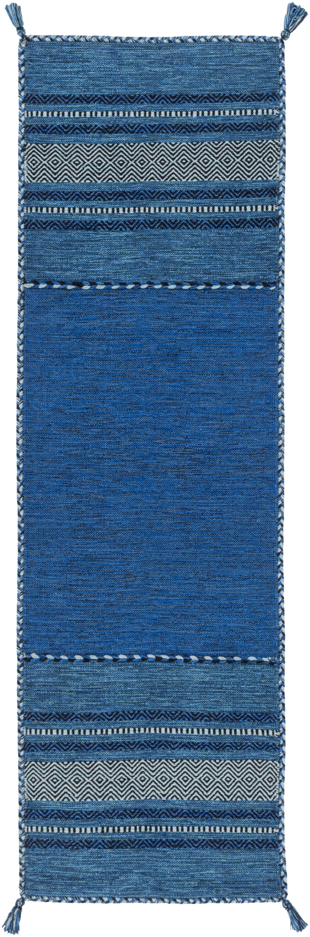 Trenza TRZ-3003 Global Cotton, Chenille-Cotton Rug TRZ3003-912 Navy, Dark Blue, Pale Blue, Black 95% Cotton, 5% Chenille-Cotton 9' x 12'