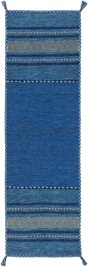 Trenza TRZ-3003 Global Cotton, Chenille-Cotton Rug TRZ3003-268 Navy, Dark Blue, Pale Blue, Black 95% Cotton, 5% Chenille-Cotton 2'6" x 8'