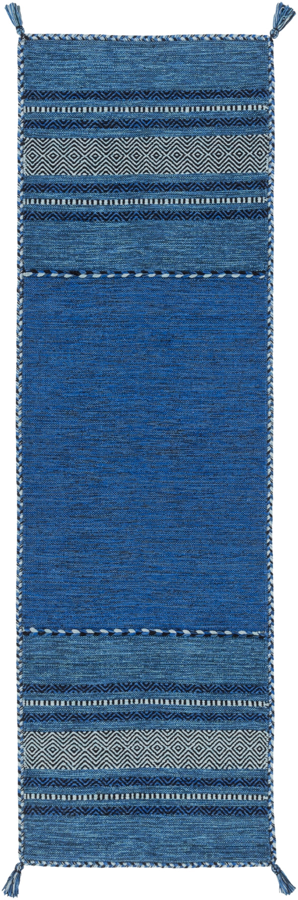 Trenza TRZ-3003 Global Cotton, Chenille-Cotton Rug TRZ3003-268 Navy, Dark Blue, Pale Blue, Black 95% Cotton, 5% Chenille-Cotton 2'6" x 8'