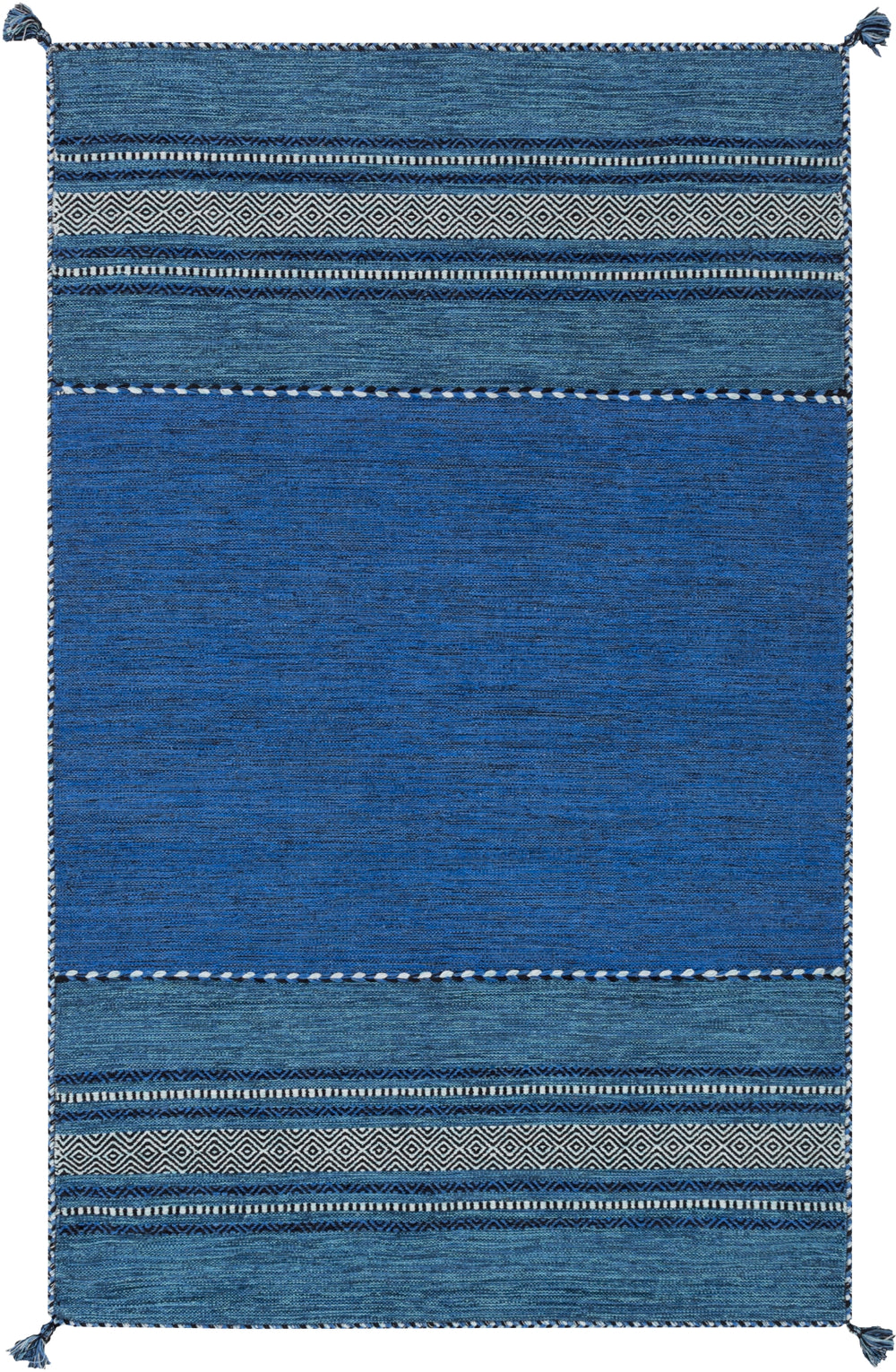 Trenza TRZ-3003 Global Cotton, Chenille-Cotton Rug TRZ3003-912 Navy, Dark Blue, Pale Blue, Black 95% Cotton, 5% Chenille-Cotton 9' x 12'
