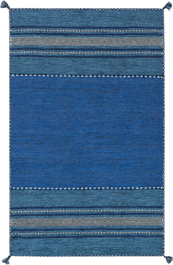 Trenza TRZ-3003 Global Cotton, Chenille-Cotton Rug TRZ3003-912 Navy, Dark Blue, Pale Blue, Black 95% Cotton, 5% Chenille-Cotton 9' x 12'