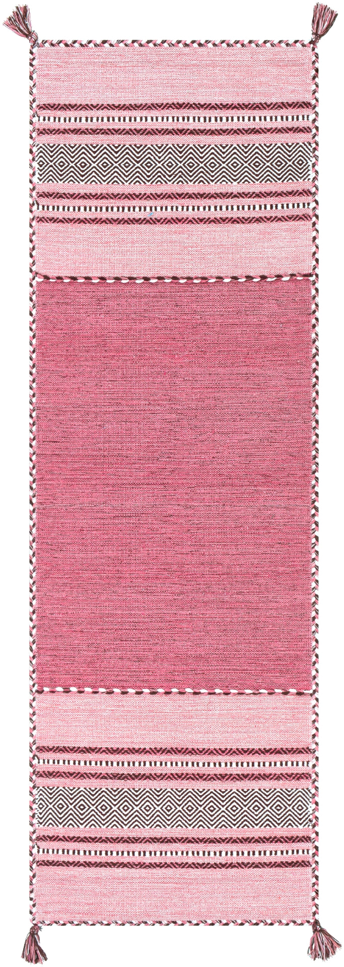 Trenza TRZ-3005 Global Cotton Rug TRZ3005-576 Pale Pink, Bright Pink, Blush, White, Rose, Dark Brown 100% Cotton 5' x 7'6"