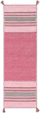Trenza TRZ-3005 Global Cotton Rug TRZ3005-268 Pale Pink, Bright Pink, Blush, White, Rose, Dark Brown 100% Cotton 2'6" x 8'