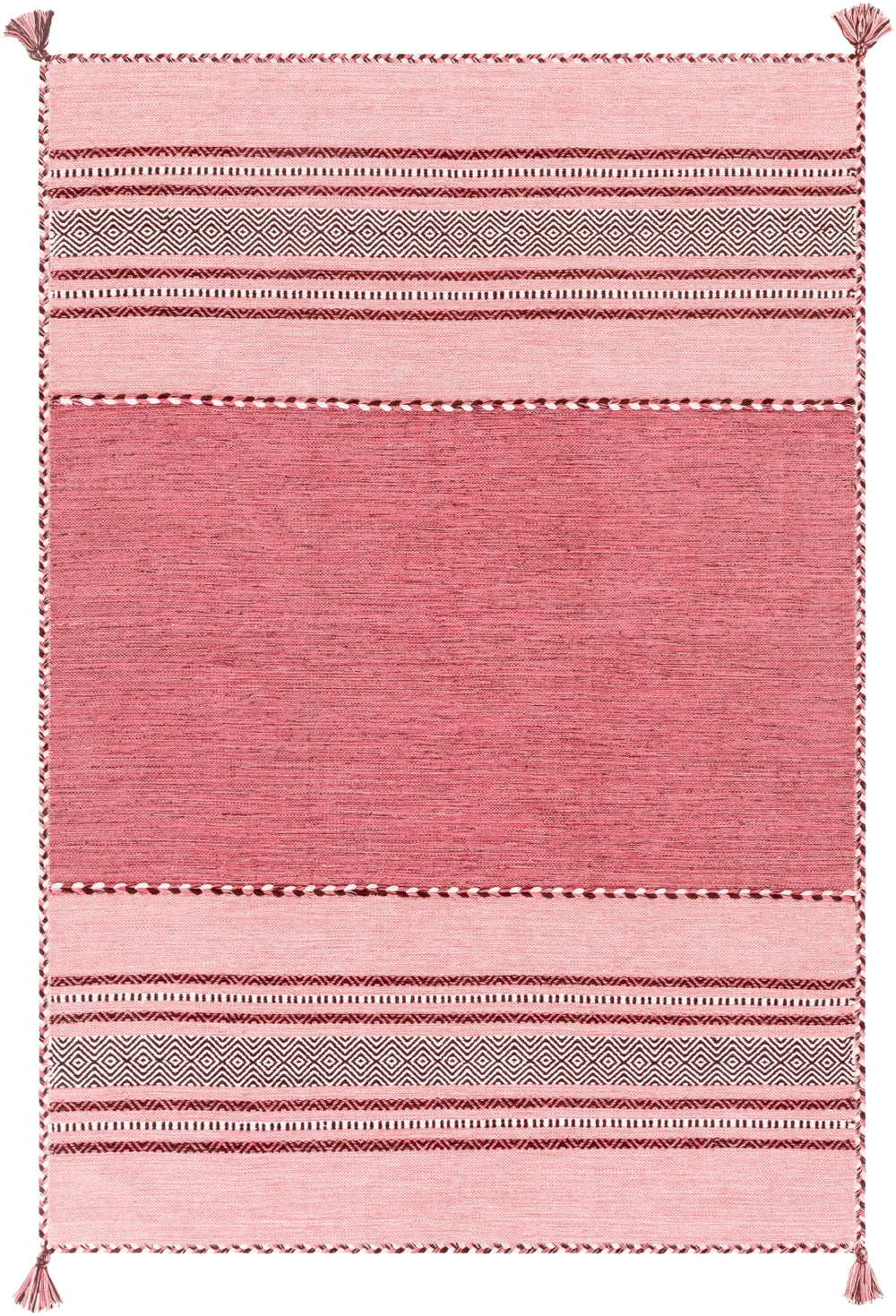 Trenza TRZ-3005 Global Cotton Rug TRZ3005-576 Pale Pink, Bright Pink, Blush, White, Rose, Dark Brown 100% Cotton 5' x 7'6"