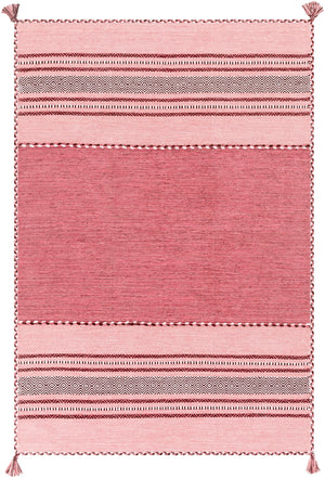 Trenza TRZ-3005 Global Cotton Rug TRZ3005-576 Pale Pink, Bright Pink, Blush, White, Rose, Dark Brown 100% Cotton 5' x 7'6"