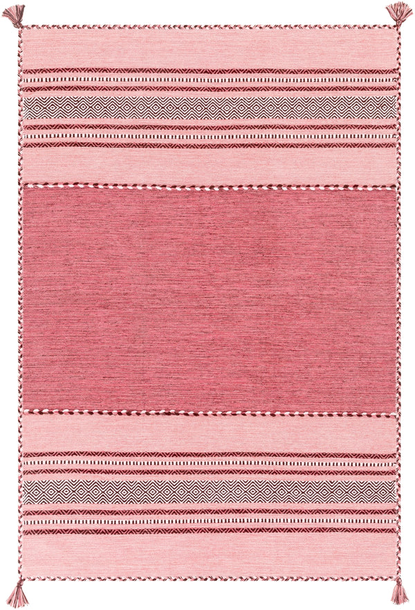 Trenza TRZ-3005 Global Cotton Rug TRZ3005-576 Pale Pink, Bright Pink, Blush, White, Rose, Dark Brown 100% Cotton 5' x 7'6"