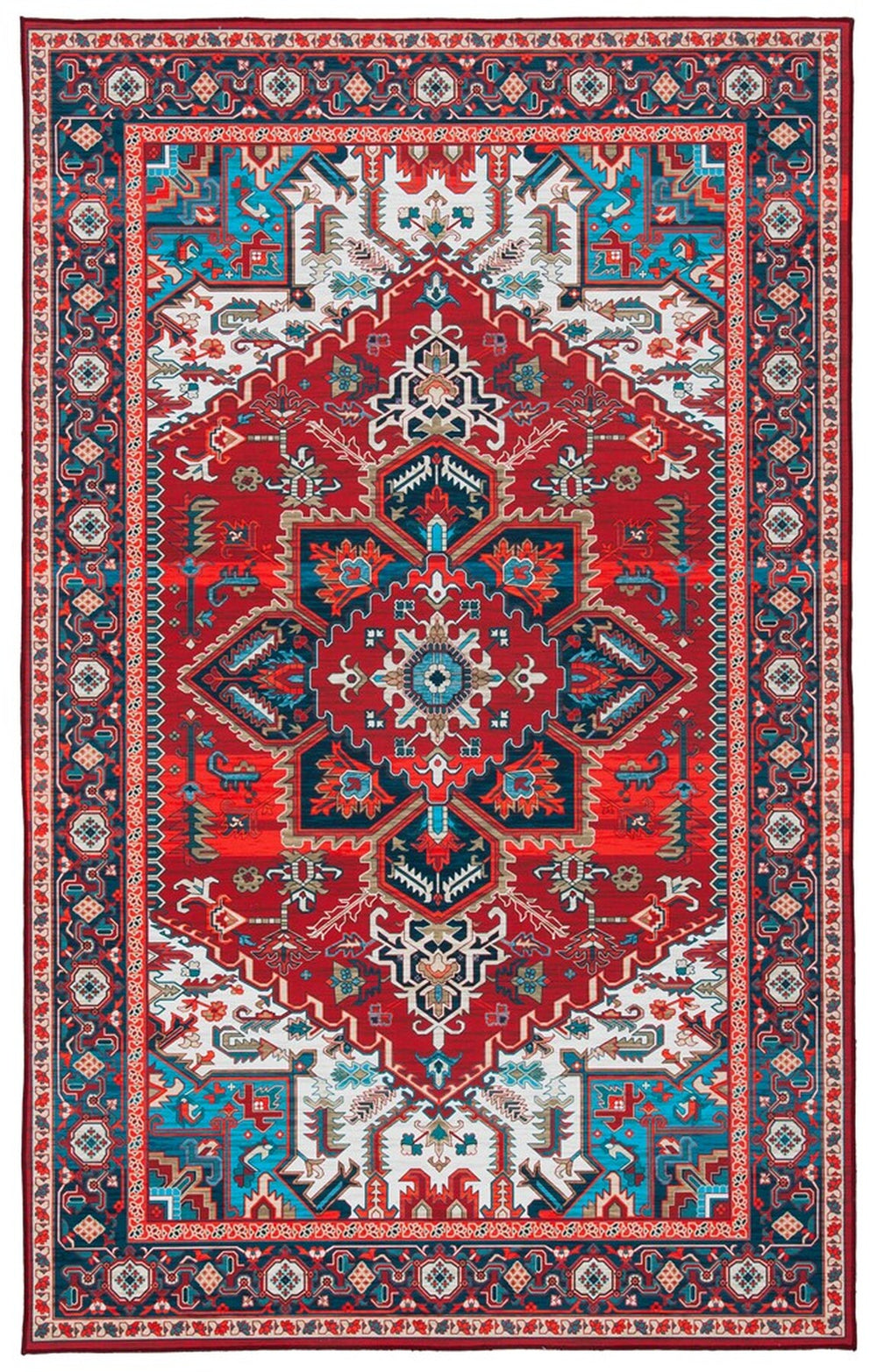 Safavieh Tucson 101 M/W S/R Power Loomed Traditional Rug Red / Blue 9' x 12'