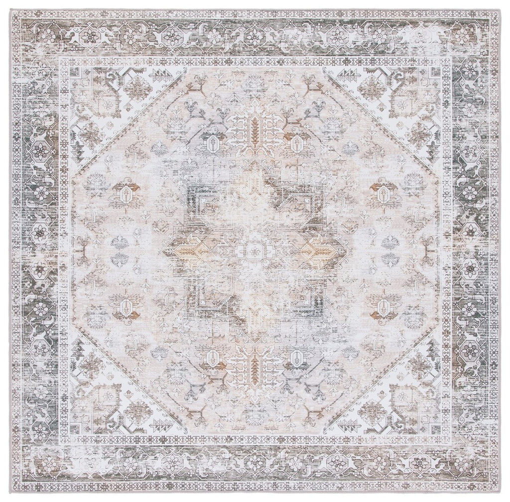Safavieh Tucson 102 M/W S/R Power Loomed Traditional Rug Beige / Grey 8' x 8' Square