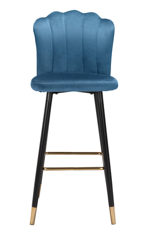 Zuo Modern Zinclair 100% Polyester, Plywood, Steel Modern Commercial Grade Barstool Blue, Gold 100% Polyester, Plywood, Steel
