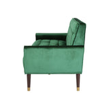 Hertford Tufted Velvet Sofa with Gold Tipped Tapered Legs, Emerald and Gold Finish Noble House