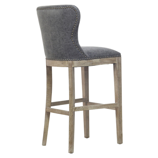 Dorsey Faux Leather Bar Stool – Stylish, Distressed Design for Modern or Transitional Spaces, 30” Height