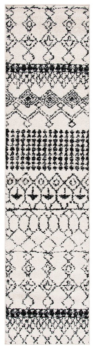 Tulum 229 Bohemian Power Loomed Polypropylene Pile Rug Ivory / Black