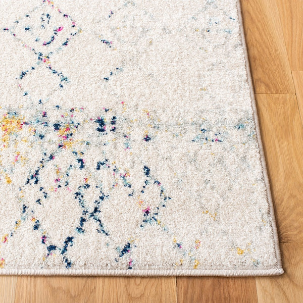 Tulum 229 Bohemian Power Loomed Polypropylene Pile Rug Ivory / Blue