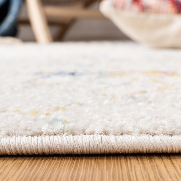 Tulum 229 Bohemian Power Loomed Polypropylene Pile Rug Ivory / Blue