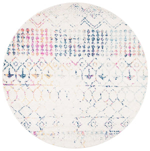 Tulum 229 Bohemian Power Loomed Polypropylene Pile Rug Ivory / Blue