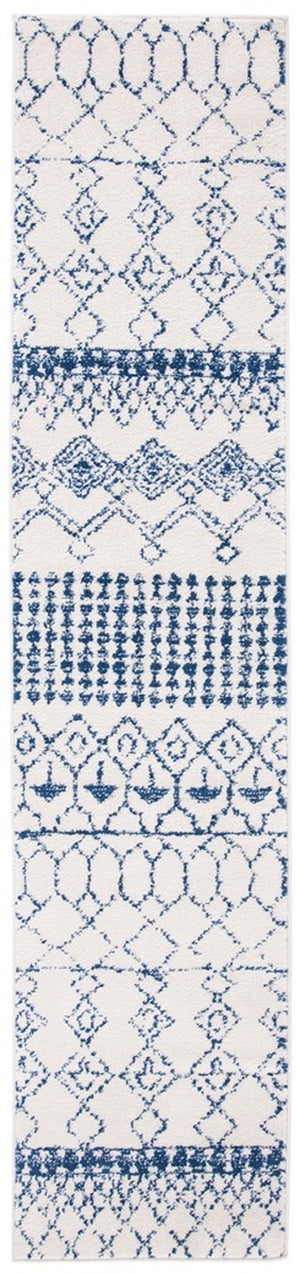 Tulum 229 Bohemian Power Loomed Polypropylene Pile Rug Ivory / Navy