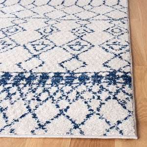 Tulum 229 Bohemian Power Loomed Polypropylene Pile Rug Ivory / Navy