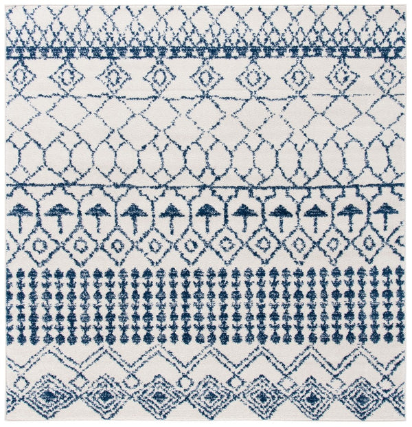 Tulum 229 Bohemian Power Loomed Polypropylene Pile Rug Ivory / Navy
