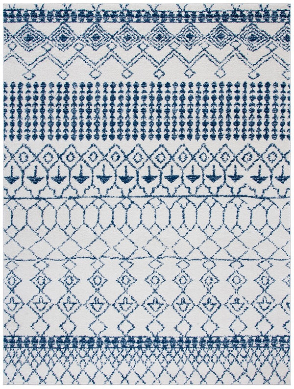 Tulum 229 Bohemian Power Loomed Polypropylene Pile Rug Ivory / Navy