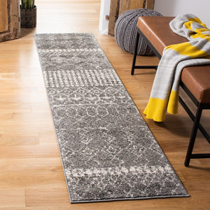 Tulum 229 Bohemian Power Loomed Polypropylene Pile Rug Grey / Ivory
