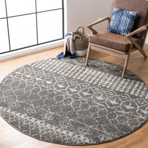 Tulum 229 Bohemian Power Loomed Polypropylene Pile Rug Grey / Ivory
