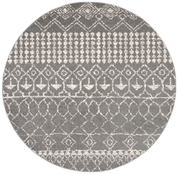 Tulum 229 Bohemian Power Loomed Polypropylene Pile Rug Grey / Ivory