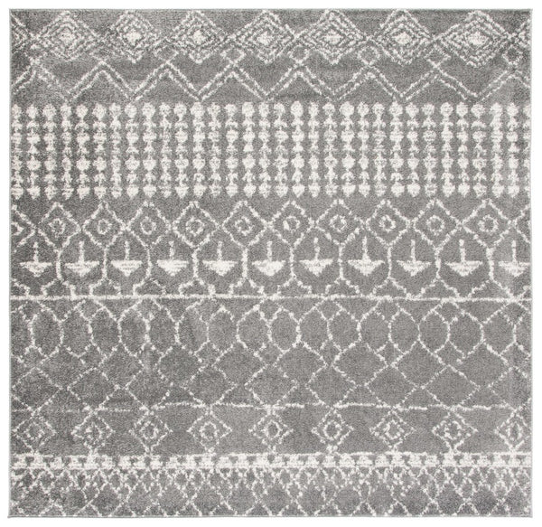 Tulum 229 Bohemian Power Loomed Polypropylene Pile Rug Grey / Ivory