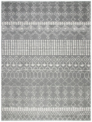 Tulum 229 Bohemian Power Loomed Polypropylene Pile Rug Grey / Ivory