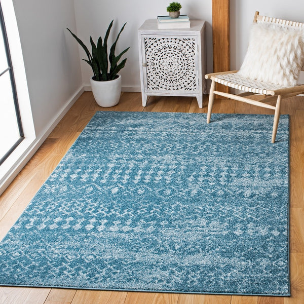 Tulum 240 Bohemian Power Loomed Polypropylene Pile Rug Turquoise / Blue