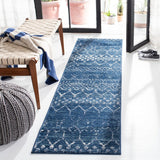 Tulum 249 Bohemian Power Loomed Polypropylene Pile Rug Blue / Ivory